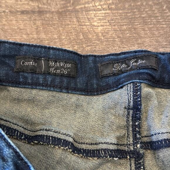 Poetic Justice Corrine High Rise Flare Stretch Distressed Jeans Size 14R - Picture 5 of 6